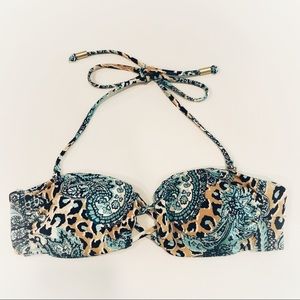 Bikini top H&M blue paisley with animal print